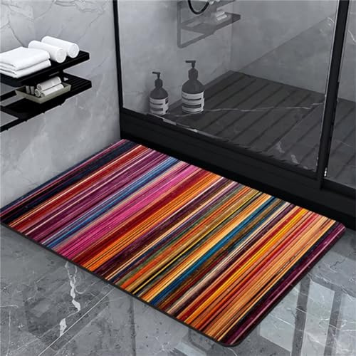 Badematte Rutschfest 40x60cm Super Absorbierende Badezimmerteppich Klein Schnelltrocknende Badteppich Badvorleger Duschvorleger Rutschfest Waschbar Teppiche für Dusche Badewannen Badezimmer Colorful