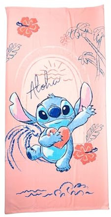 My sweety pop Strandtuch Stitch – Badetuch – Lilo und Stitch – Kinder – 70 x 140 cm – 100 % Polyester – Urlaub – Geschenkidee – Stitch – Rosa