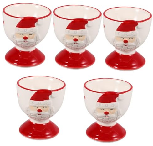 PRETYZOOM 5pcs Egg Cup Holder Ceramic Egg Supporting Rack Lovely Home Storage Stand Multifunctional Cup