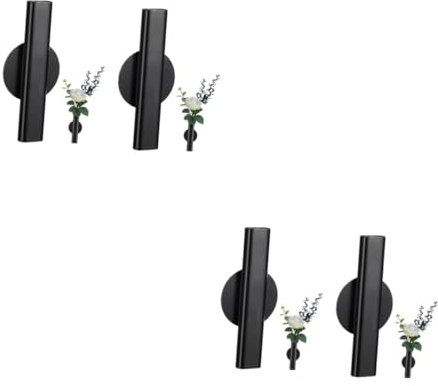 KITANDOVE Blumvase Für Wand 2st Wandblumenständer Kleine Blumenvase Wildblumen Blumenvasenhalter Für Die Wand Blumenvase Wohnkultur Wandvase Wandpflanzenvase Schwarze Selbstklebende Wandvase Metall