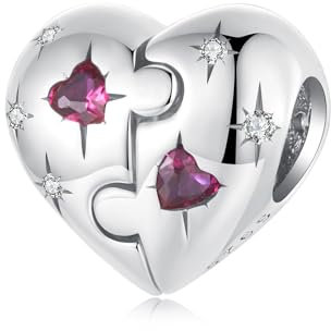 NINGAN Argent sterling 925 Puzzle Coeur Charme Perle, Femmes Bracelet Perle Collier Pendentif, Cadeau D'Anniversaire Saint Valentin