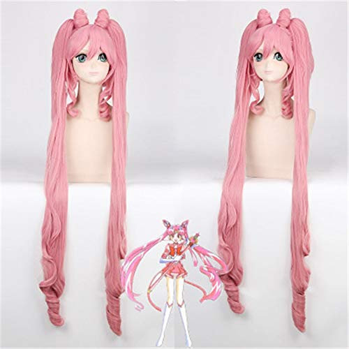 Wig Anime Cosplay Anime Perücke Sailor Moon Chibiusa Perücke Sailor Chibi Rosa synthetische Perücken Halloween-Party-Kostüm-Perücke + Wig Cap