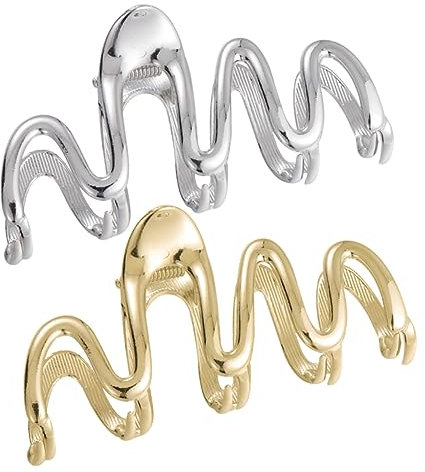 Baluue 2pièces Grand Clip à Cheveux Métal Pince à Cheveux Wave Design Accessoire Élégant Épais Et