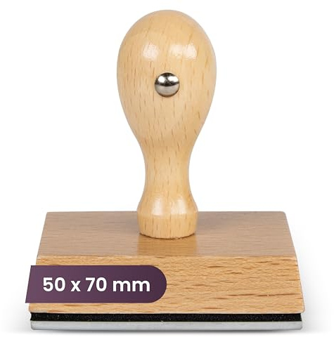 Custom Wooden Stamp – Personalised with Logo or Text, 7 Sizes (Round & Square) – Durable Rubber Stamp for Business, Office, Craft & Branding (50x70mm)