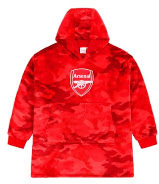 Football Club - Felpa con cappuccio in pile completamente foderata con motivo mimetico dell'Arsenal Football Club, oversize, Rosso, One Size