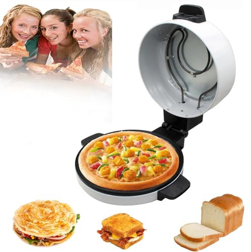 Electric Pizza Oven, 12 inch Arabic Bread Maker Machine for Home - Homemade Pizza in 6 Minutes, Non-Stick Heating Plate Fit for Pizza, Steak, Arabic Bread - 2000W Portable Hot Stone Pizza Cooker
