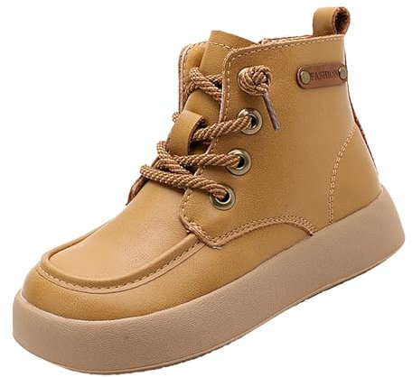 Moda Autunno e Inverno Bambini Piatto Antiscivolo Stivali Cerniera Laterale Comodo Ragazzo Stivali Taglia 4, cachi, 34 EU