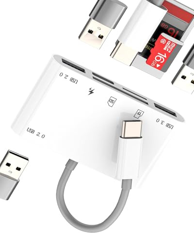 Adapter USB C auf USB (6 in 1) für Apple SD Micro SD Kartenleser USB OTG 3.0 Adapter für iPhone 16 15 für iPad, kompatibel mit Samsung PC Mac Foto Extern TF Speicher Multiport Laden Zubehör