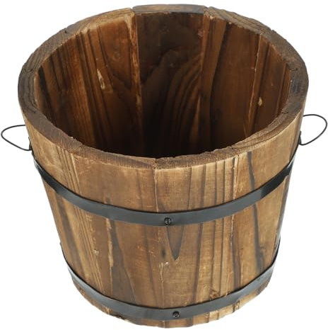 ROMISBABA Maceta Jardinera De Madera Rústica con Asa Maceta para Suculentas y Plantas De Balcón De Madera Resistente para Arriate y Decoración De Jardín