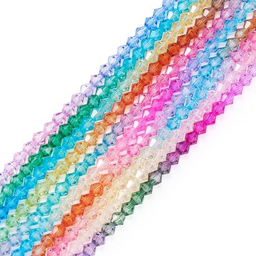 Craftdady 10 hebras de cuentas de vidrio bicónico facetado de 6 mm, cuentas de cristal bicónico de color degradado, cuentas surtidas para hacer joyas, pulseras, collares, aretes