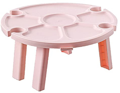 GeluEla Aperitivo Table à vin pliante - Petite table de camping pliable - 30 x 14 cm - Table à vin portable - Table de pique-nique pour jardin, camping, pique-nique, plage (rose)