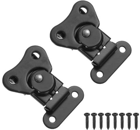PATIKIL 2 Stück Federbelasteter Schmetterlings-Drehverschluss Stahl Schwarz | 1.97x1.5, Drehverschluss & Halter Schalter, Für Kiste Box Truhe Verschluss, Schmetterlings-Drehverschluss