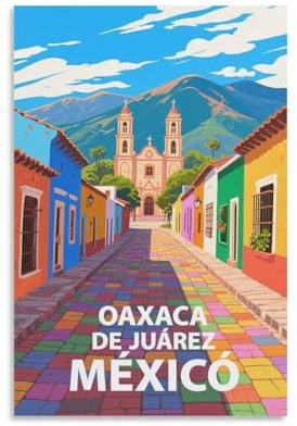 Oaxaca De Juarez Mexiko Vintage-Reiseposter, 30 x 45 cm, Wanddekoration, Gemälde, Leinwand, Wandkunst, Wohnzimmer, Poster, Schlafzimmer