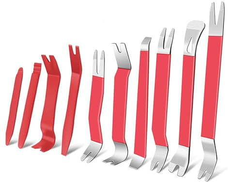 10 Stück Hebelwerkzeug Auto, Metall Auto Demontage Werkzeuge KFZ | Zierleistenkeile Innenverkleidung Werkzeug mit Plastik KFZ Fahrzeug Demontage für Entfernung Autotür Türverkleidung