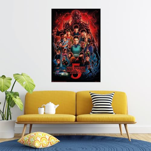 Grupo Erik Stranger Things Staffel 5 Poster Kunstdruck Merch | Poster Deko Wohnzimmer oder Deko Schlafzimmer - Deko Zimmer - Größe 61 x 91 - Offizieller Netflix Stranger Things Fanartikel