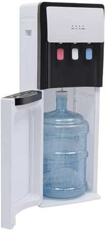 Dispensador de Agua Fría y Caliente de Carga Inferior 3 Temperaturas, Fuente de Agua Eléctrica 500W/75W para Oficina Hogar, Dispensador de Agua Fría PP Antióxido Blanco con Base