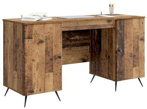 vidaXL Schreibtisch mit Regal Altholz 142,5 x 50 x 75 cm Holzwerkstoff, Wohnzimmermöbelset, robust, modernes Design, viel Stauraum, rechteckige Anordnung, perfekt für Deko und Raum