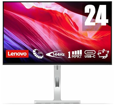 Lenovo L24D-4c | Monitor | 23.8 Full HD | 144Hz | IPS | USB-C Docking 75W | Home Office | 1920x1080 Auflösung | 250 nits | 1ms Reaktionszeit | IPS-Panel | Höhenverstellbar| Lautsprecher | Grau