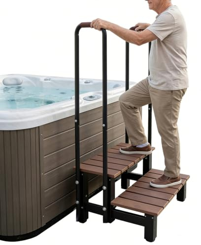Errzom Whirlpool-Stufen mit Handläufen, Whirlpool-Treppen, Spa-Stufen, Badewannen-Stufenleiter, Wohnmobil-Stufen, Tragkraft 550 LB, 2 Stufen, Pool-Treppen