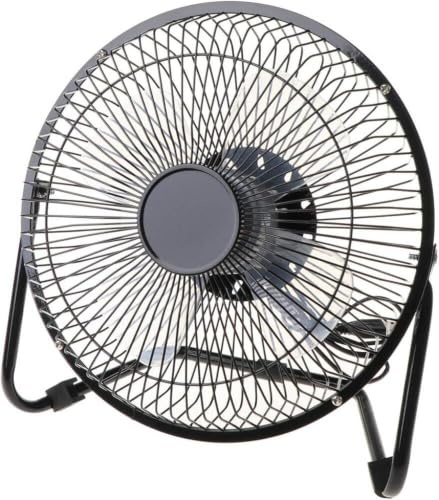 8 Inch USB Desk Fan, Portable Metal Cooling Fan with 2 Speeds, for Home Office, Outdoor, Camping black
