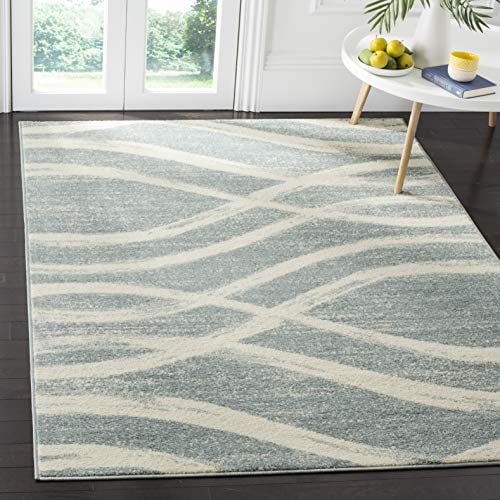 SAFAVIEH Distressed Teppich für Wohnzimmer, Esszimmer, Schlafzimmer - Adirondack Collection, Kurzer Flor, Creme und Schiefer, 183 X 274 cm