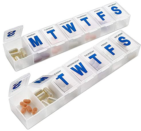 Organizador semanal de pastillas, planifique siete días de tratamiento, extra grande.