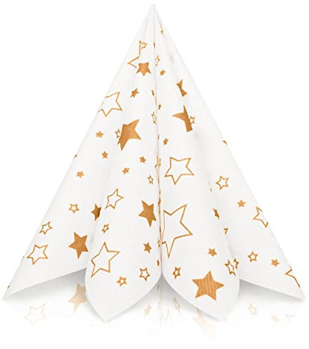 GRUBly® Servietten Weihnachten STERNE GOLD (Winter Limited Edition) | Stoffähnlich/Airlaid | 40x40cm | 50 Stück