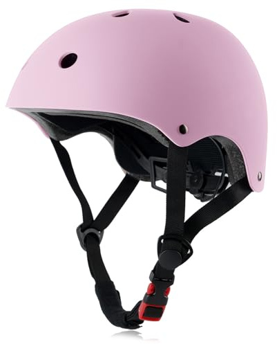 Vuxen skateboard cykelhjälm för män och kvinnor, rosa, stor