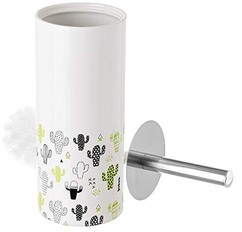 Escobilla de baño de Cactus Blanca de cerámica exótica, de ø 10x32 cm - LOLAhome
