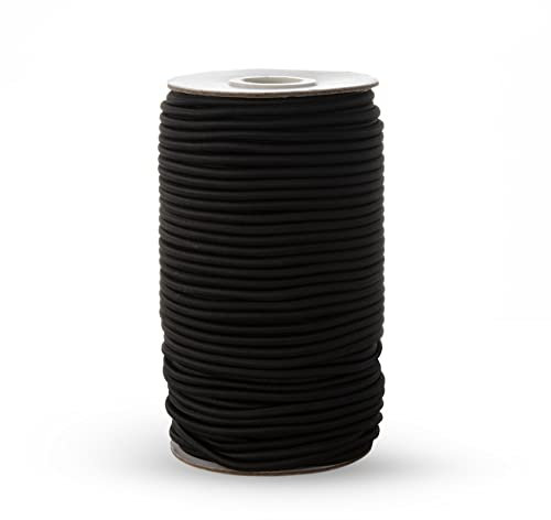 Realm Cordoncino elastico rotondo per cappelli, nero e bianco (1 mm, 2 mm e 3 mm), per gioielli, maschere, cappelli da festa (nero, 3 mm - 5 metri)