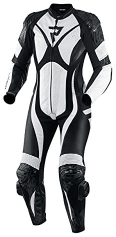 REBELHORN Rebel Lady Tuta intera da moto in pelle per donna Gomito Spalla Indietro Ginocchio Protezioni per anca e coccige Ventilazione 4 tasche Pannelli riflettenti