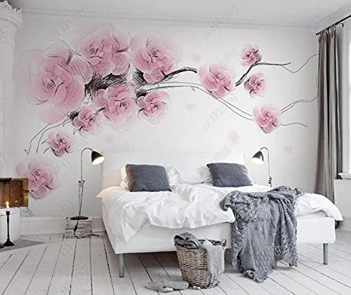 Papier Peint Panoramique Rose Ligne Rose Papier Peint 3D Tapisserie Murales Chambre Salon Décoration,350x250cm