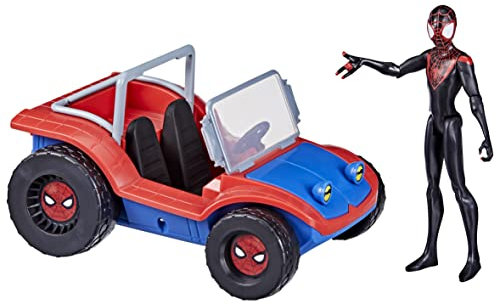 Spider-Man Marvel, Spider-Mobile, véhicule et Figurine Miles Morales à l'échelle de 15 cm, Jouets Marvel, dès 4 Ans