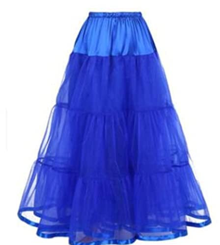Linghe 50er Langer Petticoat gekräuselte Krinoline Vintage Hochzeit Braut Petticoat für Brautkleider Unterrock Rockabilly Tutu Rock (Royalblau, M)