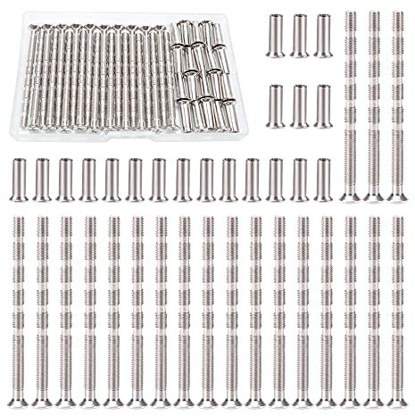 VooGenzek 20 Piezas M4 Tornillos de Manija de Puerta, Tornillos de Conexión y Fijación para Tiradores de Puerta, Tornillos Niquelados para Escudos, Manija de Puerta, Gabinete, Cajones
