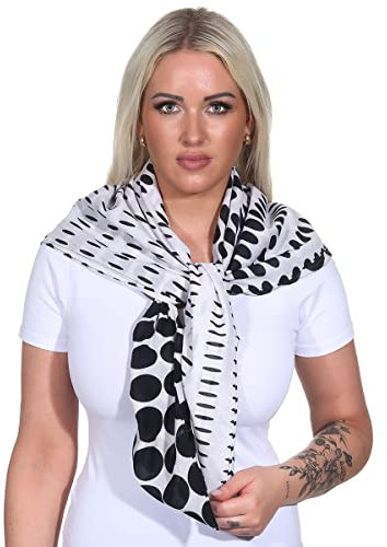 Harrys-Collection Damen Herren Baumwolltuch in vielen Farben 100 x 100 cm, Größen:Einheitsgröße, Farben:Punkte schwarz