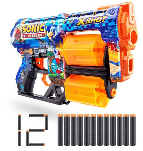 X-Shot Skins Dread, Sonic The Hedgehog, Schaumstoff Dart Blaster (12 Dart)