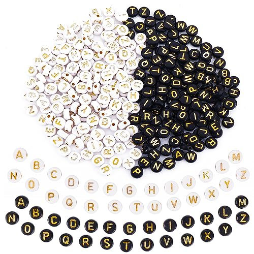 Abeillo 1000 Stück Buchstabenperlen A-Z Buchstaben Perlen Acrylperlen Set, 7 mm Acryl Spacer Perlen zum Auffädeln, A bis Z Alphabet Beads für DIY Armbänder,Choker, Schmuck oder andere Handwerk