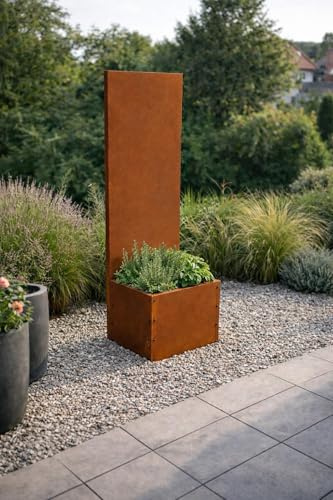 ESTEXO Sichtschutzelement Sichtschutz Edelrost 150 cm Sichtschutzwand Gartendekoration Zaun Rost Metall (mit Hochbeet)