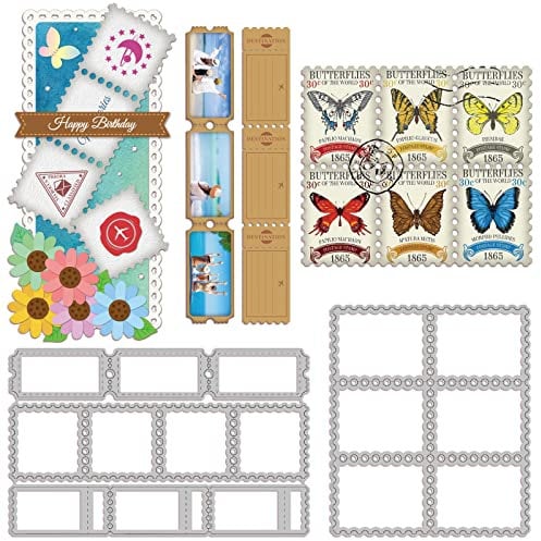 GLOBLELAND rechteckige Spitzenstempel Stanzformen zur Herstellung von Kartendekoration Rechteckiger Rahmen Stanzformen Schablonen für Scrapbooking Fotoalbum
