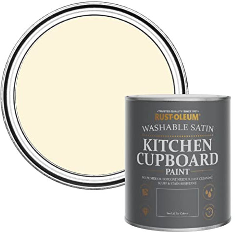 Rust-Oleum Cream Scrubbable Kitchen Cupboard Paint in Satin Finish - Clotted Cream 750ml