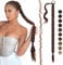 FESHFEN Braid Extensions Pferdeschwanz Verlängerung mit Haargummi, 75 cm Lang Ponytail Geflochten Kunsthaar Haarverlängerung Haare zum Einflechten Pferdeschwanz Haarteil für Damen, Rötlich Braun