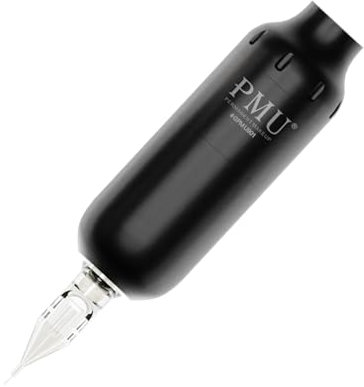 PMU - Máquinas inalámbricas con batería RCA y cartuchos agujas para maquillaje semipermanente, tatuajes de labios y cejas delineador (negro)