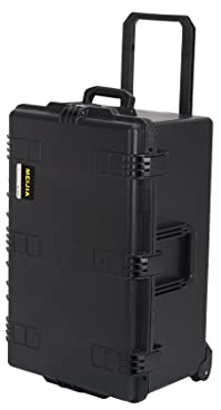 MEIJIA Hartschalen-Schutzhülle für jedes Wetter, robust, wasserdicht, mit anpassbarem Schaumstoff und einziehbarem Ziehgriff, Schwarz, Schwarz, 31.3X20.3X15.5, Hartschalenkoffer mit Rollen