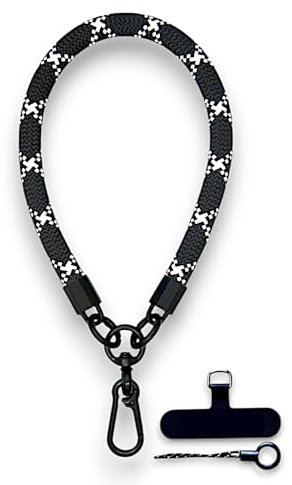 RATASK Wrist Strap Lanyard, Rope Lanyard Wrist Strap for Mobile Phones, Cameras, Keyring, Keychain,Mobile Accessory Pendant (Black & White)