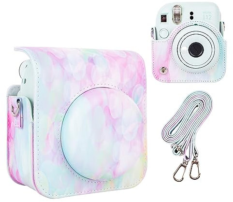 HIYQIN Amazing Color Camera Case Compatible with Fujifilm Instax Mini 12 Instant Camera, Instax Camera Instant Mini 12 Carry Bag with Strap - Dream Bubble
