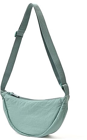 ANYWN Sac à bandoulière femme demi-lune, Hobo Casual Crossbody Bag, Sac à bandoulière demi-lune portable en une seule couleur avec bandoulière réglable Vert