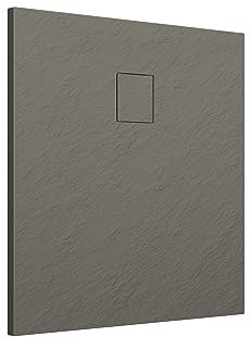 Piatto Doccia 90x90 cm Marrone Effetto Pietra Quadrato in SMC Riducibile Samos