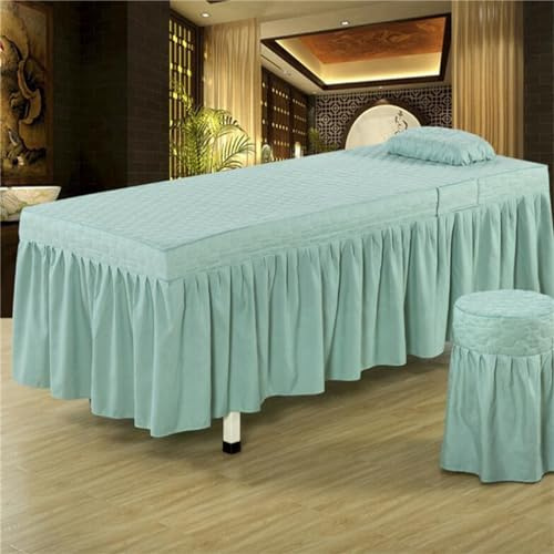 Highdi Bezug Für Massageliege Mit Loch, Waschbare Beauty Bettbezug Elastisches Massagetische Bezug Mit Rock Für 90cm Oder Weniger Massageliege (70 * 190cm,Salbei Grün)