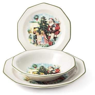 H&H Service de Table de Noël 18 pièces Christmas Cheer